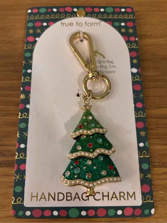 True To Form Accessories - True to Form Green Glitter Christmas Tree Handbag Charm Keychain NWT